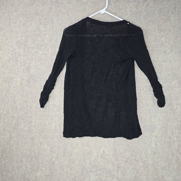 Black Open-Front Lightweight Cardigan With Blue & Black Plaid Infinity Scarf - Picture 2 of 9